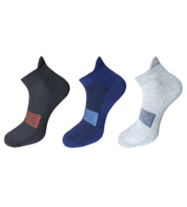 3-Pair Set Unisex Casual Cotton Printed Ankle Length Socks (Multicolor)