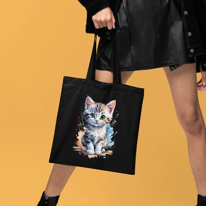 Cute Kitten Print Tote Bag