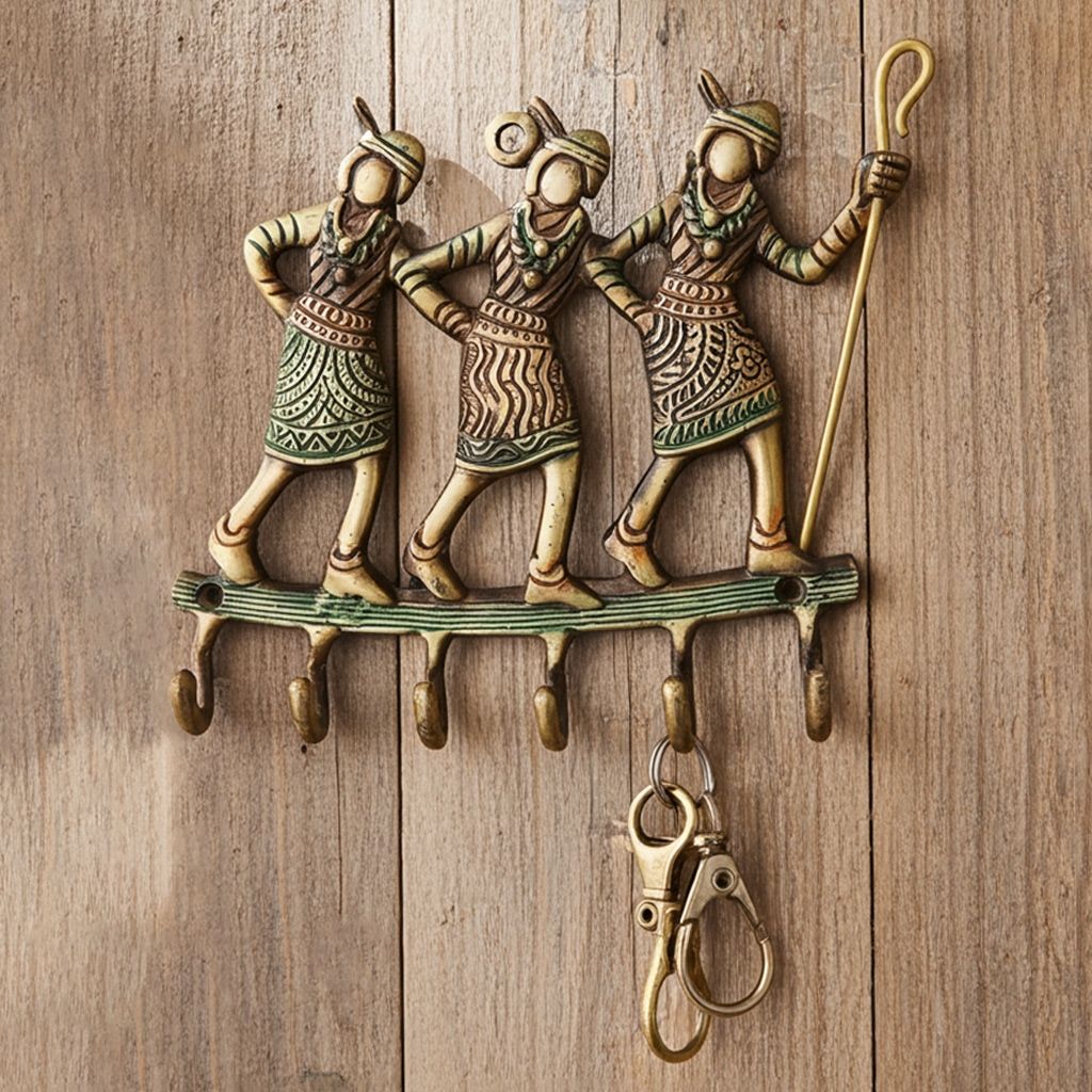 Brass Showpiece Lady Keyring, Height : 6.5 Inch (BSMAS977 B)