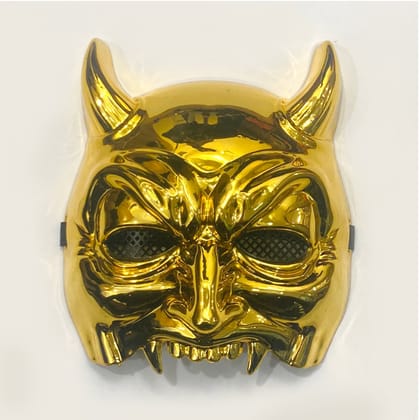 Golden Chrome Broken Jaw Devil Face Mask - 1PC