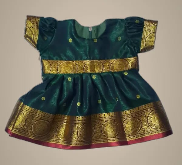 Mom And Me Green Frock (0-3 Months) | Premium Satin | Casual & Elegant