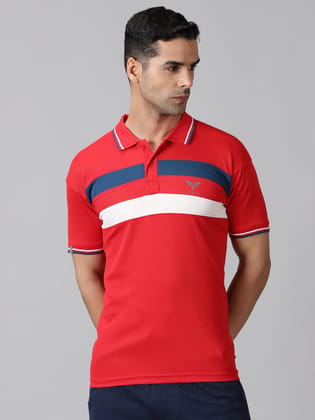 Dry-fit Red Striped Polo