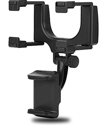 UTTU Rear View Mirror Double Clamp Car Mobile Holder - Black