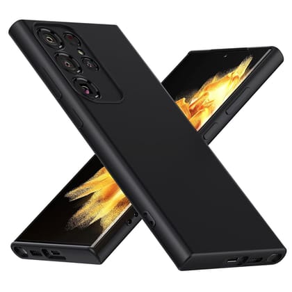 LIRAMARK Liquid Silicone Soft Back Cover Case for Samsung Galaxy S23 Ultra 5G (Black)