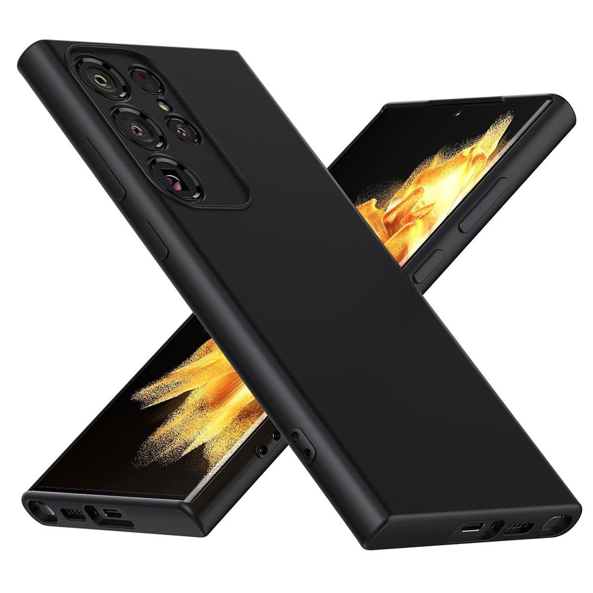 LIRAMARK Liquid Silicone Soft Back Cover Case for Samsung Galaxy S23 Ultra 5G (Black)