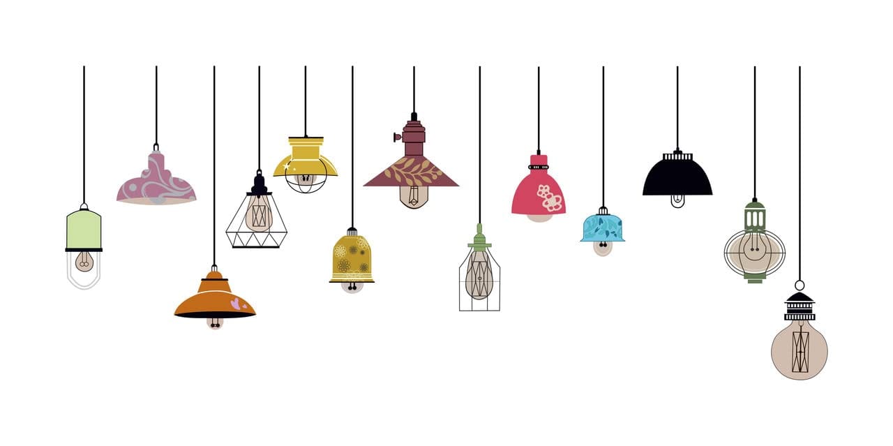 DreamKraft Classic Hanging lamp Wall Sticker (Multicolor PVC Vinyl 61 X 150cm)