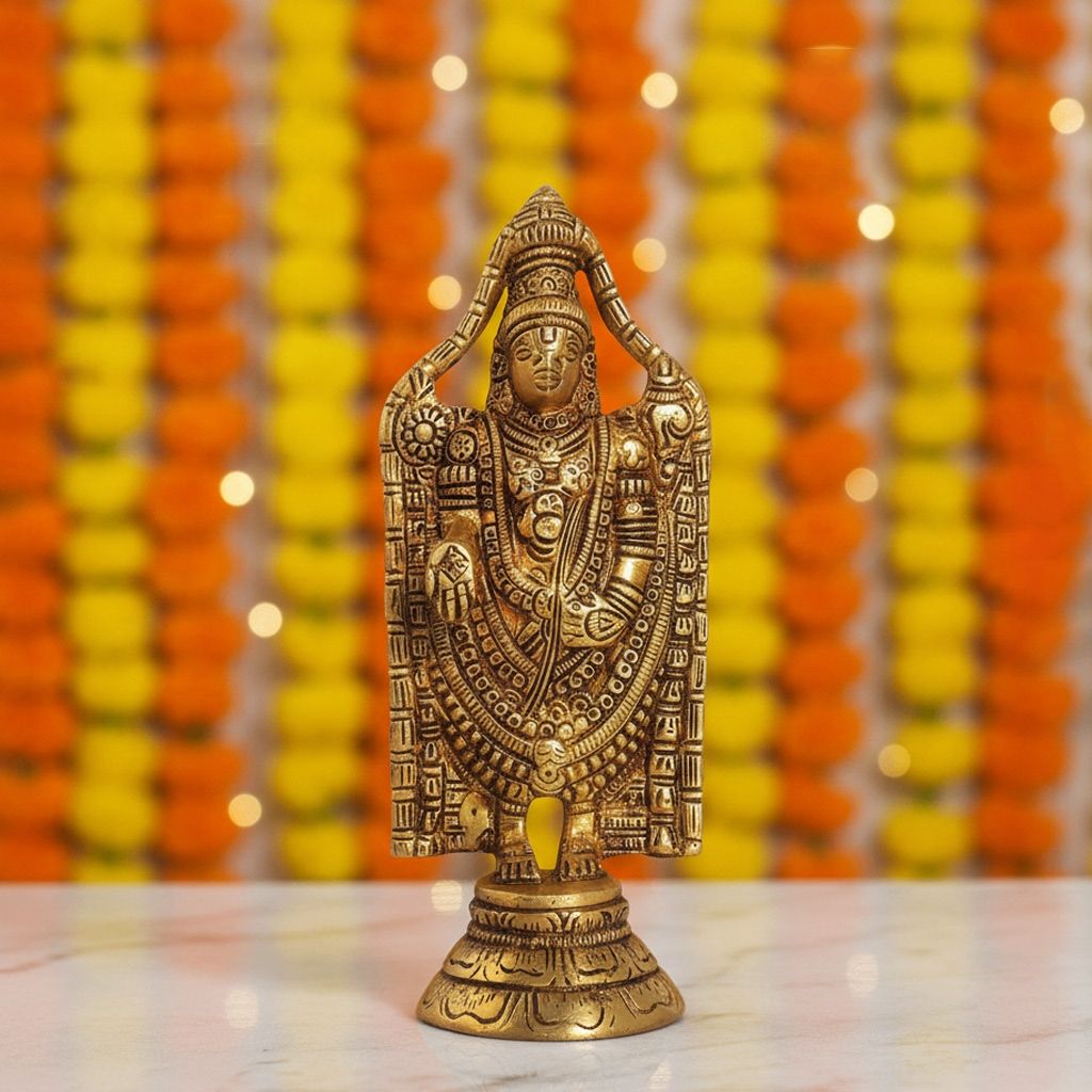 Handcrafted Brass Tirupati Balaji Statue, Height : 8 Inch (BSMAS1389 E)
