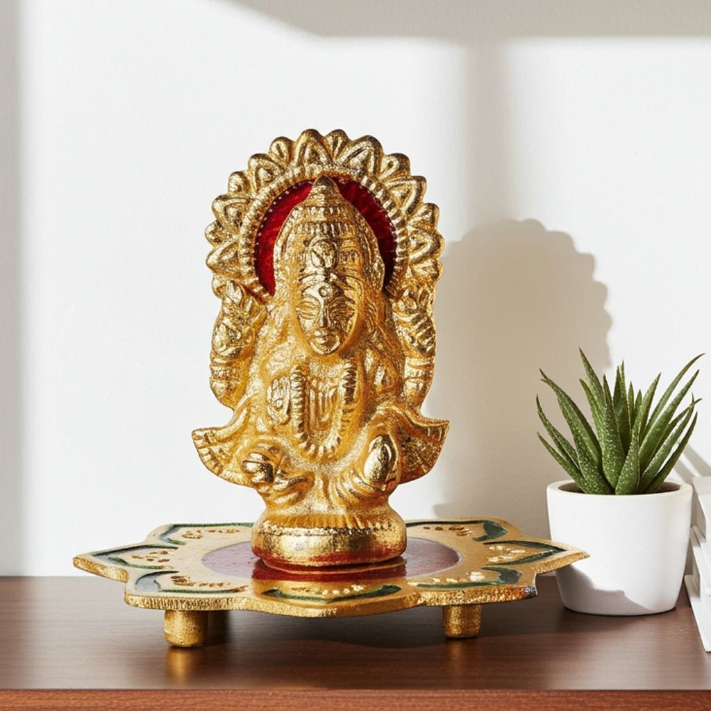 Aluminium Showpiece Lotus Laxmin Meena Statue (ASMAS263 L)