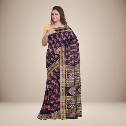 Elaborated Traditional Motif Khandua Silk Saree Elaborated Traditional Motif Khandua Silk Saree