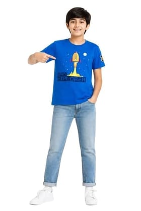 KUCHU Printed Kids T-Shirt | Space Explorer Theme | 10–11 Years | Breathable Cotton | Casual Wear | Graphic Tee | Comfortable Everyday Wear