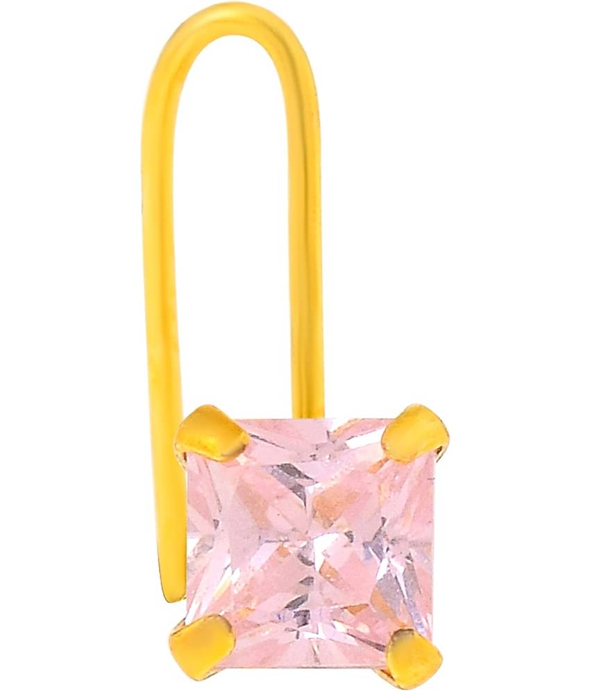 ADMIER Gold plated brass square shape faux pink diamond cz fashion nose pin for girls women