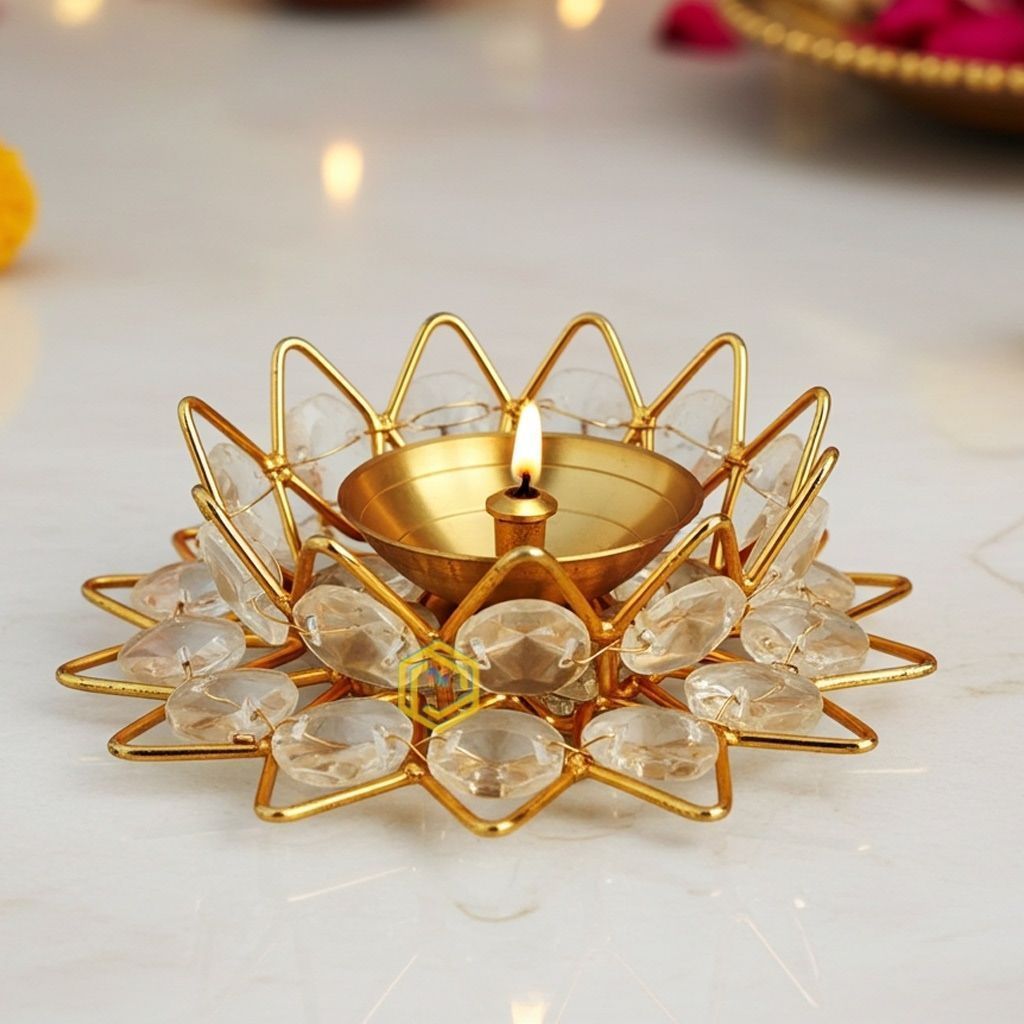 Brass Fancy Bowl Crystal Deepak No. 2 (ZMAS423 B)