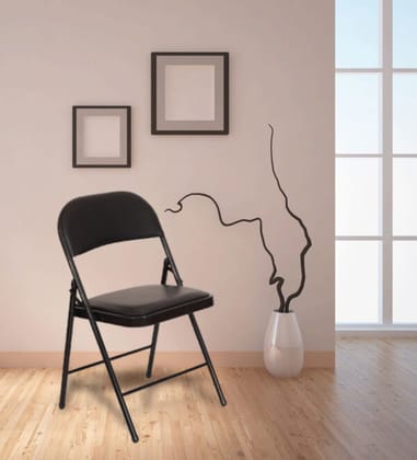 Eros Furniture Metal Folding Chair with Cushioned Seat in Elegant Green Shade