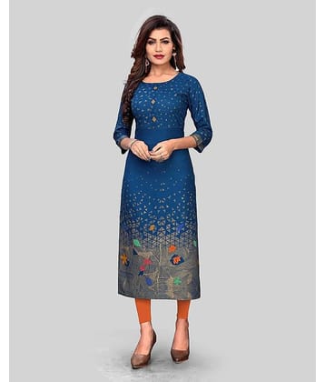 Vbuyz - Blue Rayon Women's Straight Kurti ( Pack of 1 )
