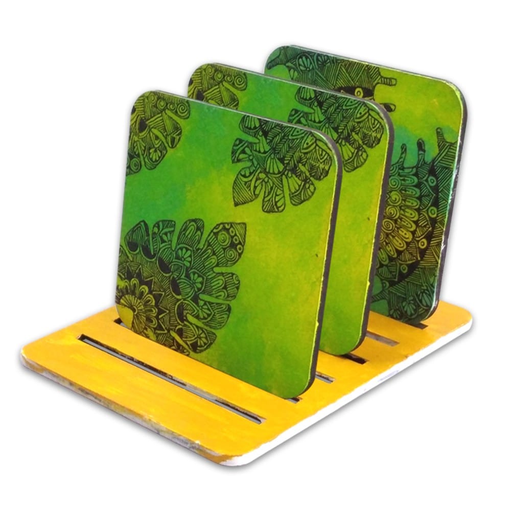 Pen Mandala on Square Tea Coasters with Stand DIY Kit by Penkraft