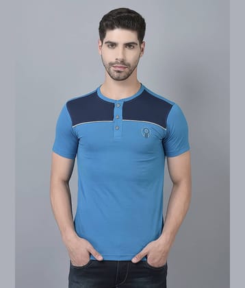 Dollar Cotton Blend Regular Fit Colorblock Half Sleeves Men's T-Shirt - Turquoise ( Pack of 1 )