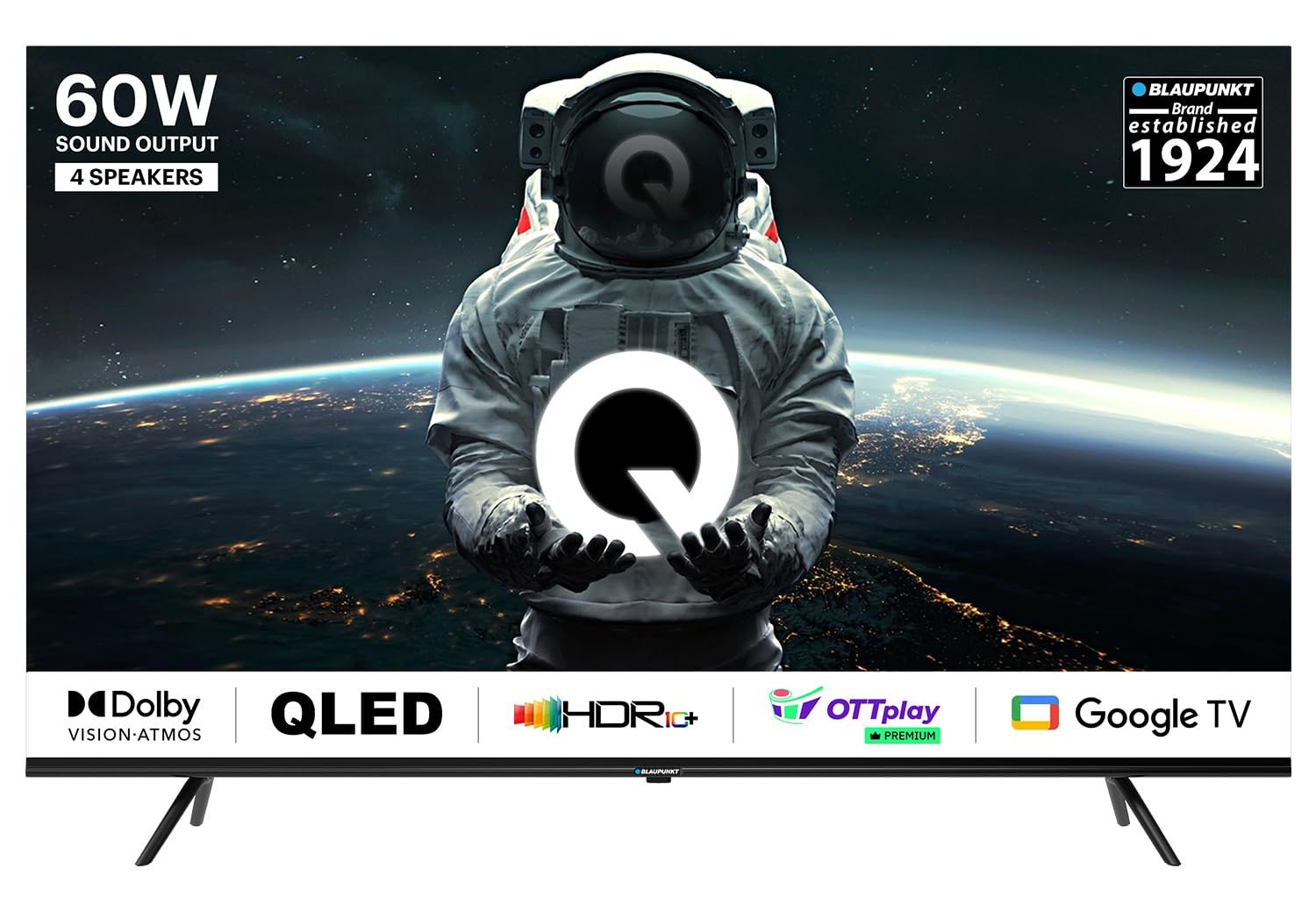 Blaupunkt 189 cm (75 inches) Quantum Dot Series 4K Ultra HD QLED Google TV 75QD7040 (Black) Black