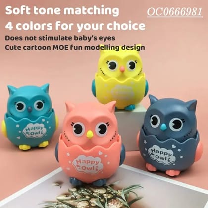Creative Owl Push Toy for Kids | Cute Interactive Owl Push & Go Toy | Fun Educational Activity Toy for Boys & Girls | Fine Motor Skill Development Toy (Random Color)