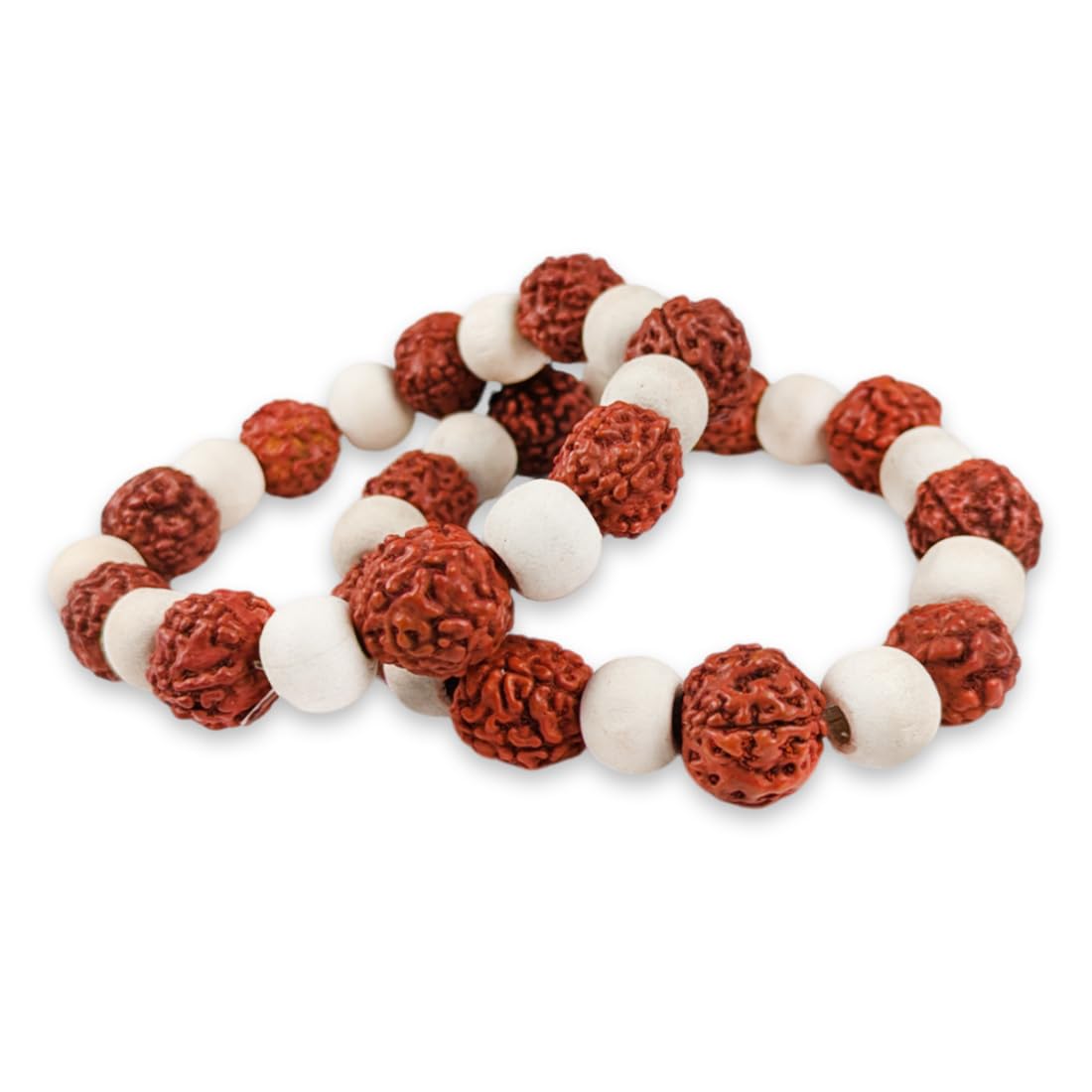 MAYAPURI Tulsi Rudraksha Bracelet 5 Mukhi Rudraksha Tulsi Bracelet for Men and Women Combo (Pack of 2)