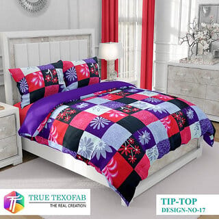 Black Bee  Multi Colour Geometric Print Double Bedsheet With 2 Pillow Covers (208 X 213 Cm)(Bs32-06)