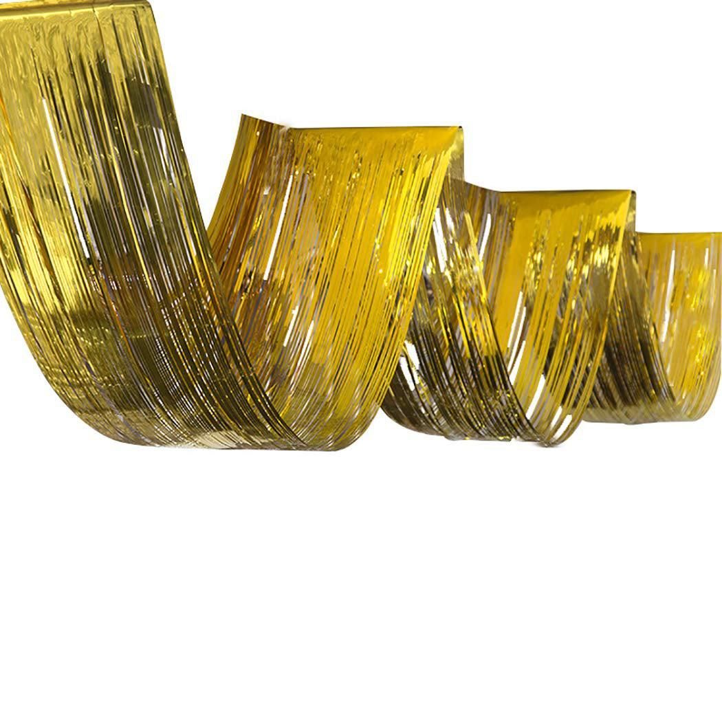 Golden Curved Effect Foil Curtain for Ceiling Decoration - 15FT X 1 FT - 1PC