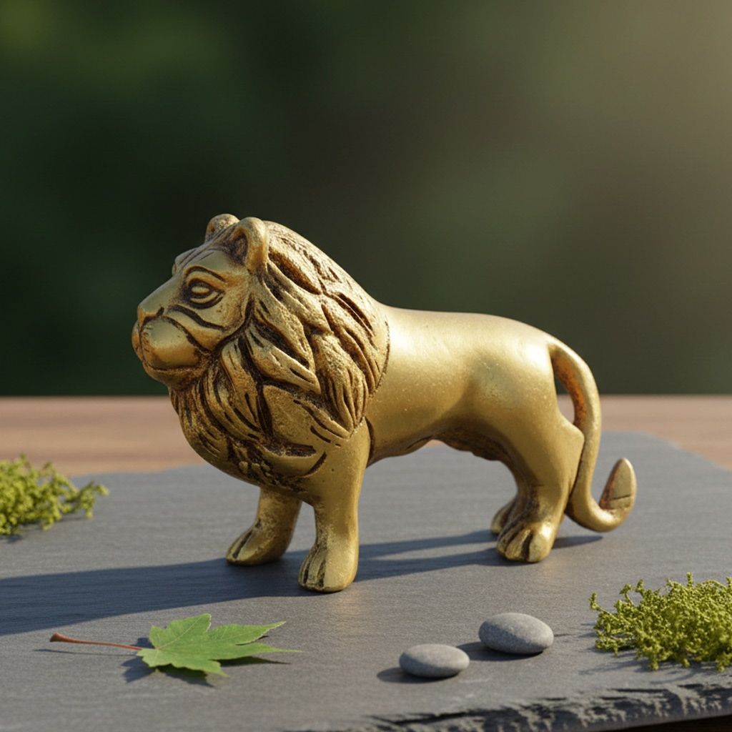 Brass Standing Lion Home Decorative Showpiece Statue for Vastu Decor, Height : 2.5 Inch (ANMAS265 C)