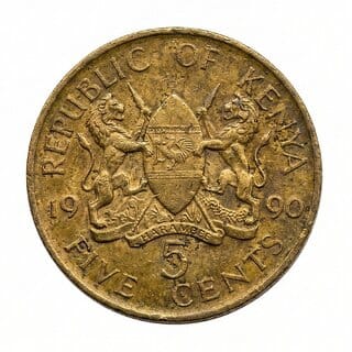 5 Cents (Random Year) old Kenya Copper Coin Silver Plated Ancient India Heritage