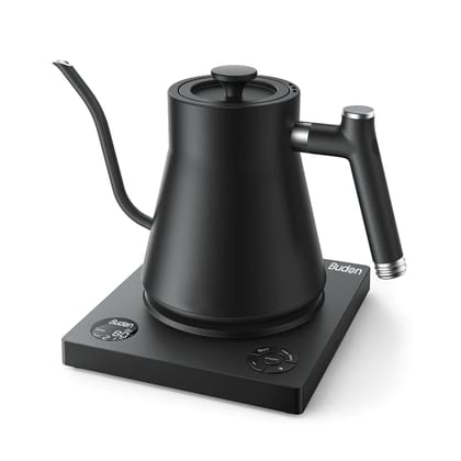Budan Goose Neck Electric Pour-over Kettle for Coffee & Tea, Variable Temperature Control, Built-in Digital Display, Keep Warm Function, Dry Boil Protection, 1000-Watt Quick Heating, 1L - Black Budan Goose Neck Electric Pour-over Kettle for Coffee & Tea,