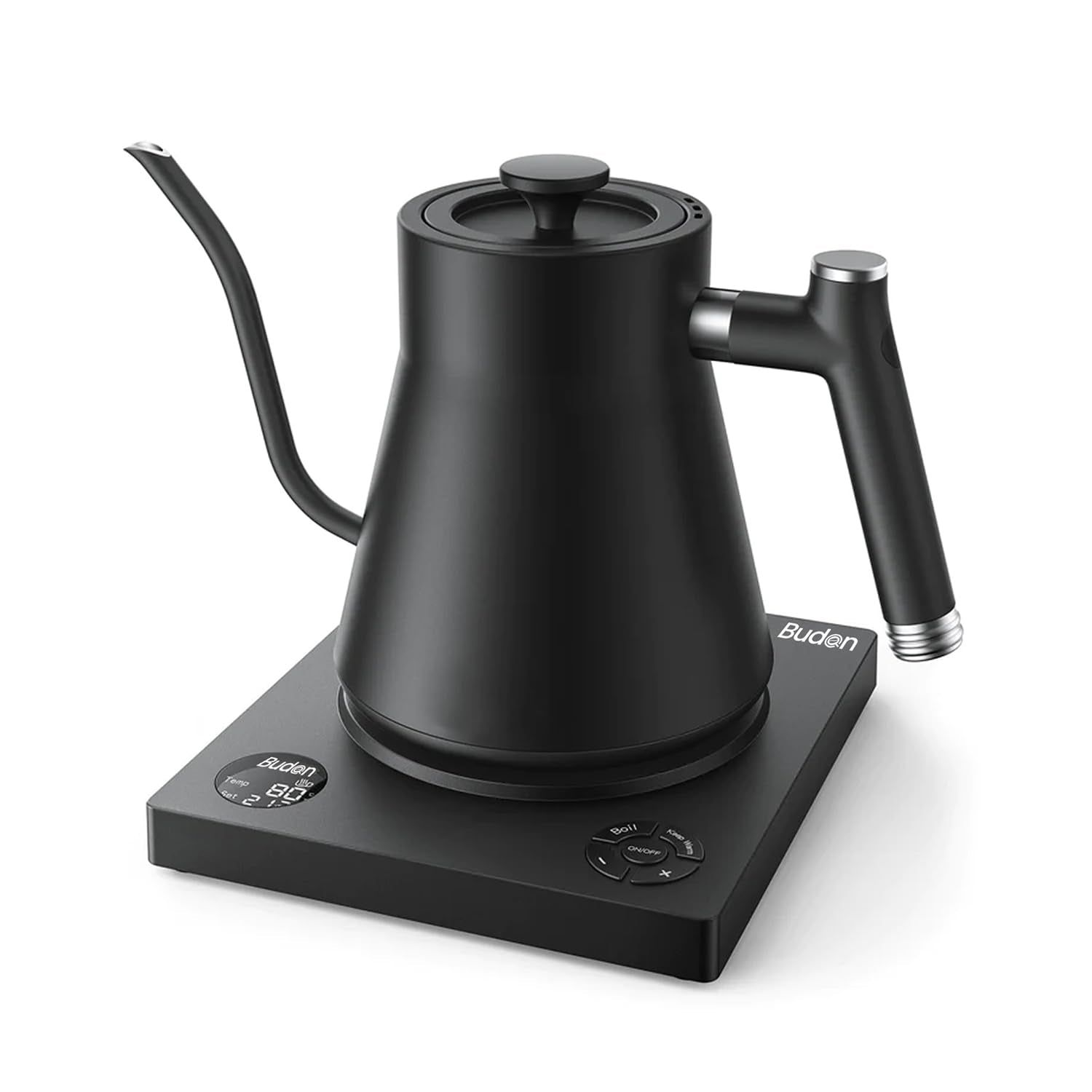 Budan Goose Neck Electric Pour-over Kettle for Coffee & Tea, Variable Temperature Control, Built-in Digital Display, Keep Warm Function, Dry Boil Protection, 1000-Watt Quick Heating, 1L - Black Budan Goose Neck Electric Pour-over Kettle for Coffee & Tea,