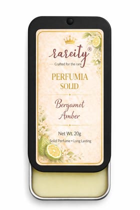 Rareity Solid Perfume – Bergamot Amber Fragrance | Citrus Woody Long Lasting Balm Perfume | Pocket Perfume | Alcohol-Free | 20g| Travel-Friendly