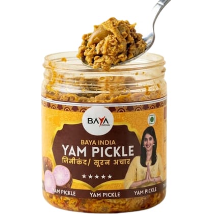 Baya India Grated Yam Pickle | Suran ka Achar mixed with garlic & Green Chilli | Homemade Jimikand Pickle 250g | Traditional Indian Recipe | Spicy & Tangy | No Preservatives | Handcrafted with Mustard Oil Baya India Grated Yam Pickle | Suran ka Achar mixed with garlic & Green Chilli | Homemade Jimikand Pickle 250g | Traditional Indian Recipe | Spicy & Tangy | No Preservatives | Handcrafted with Mustard Oil