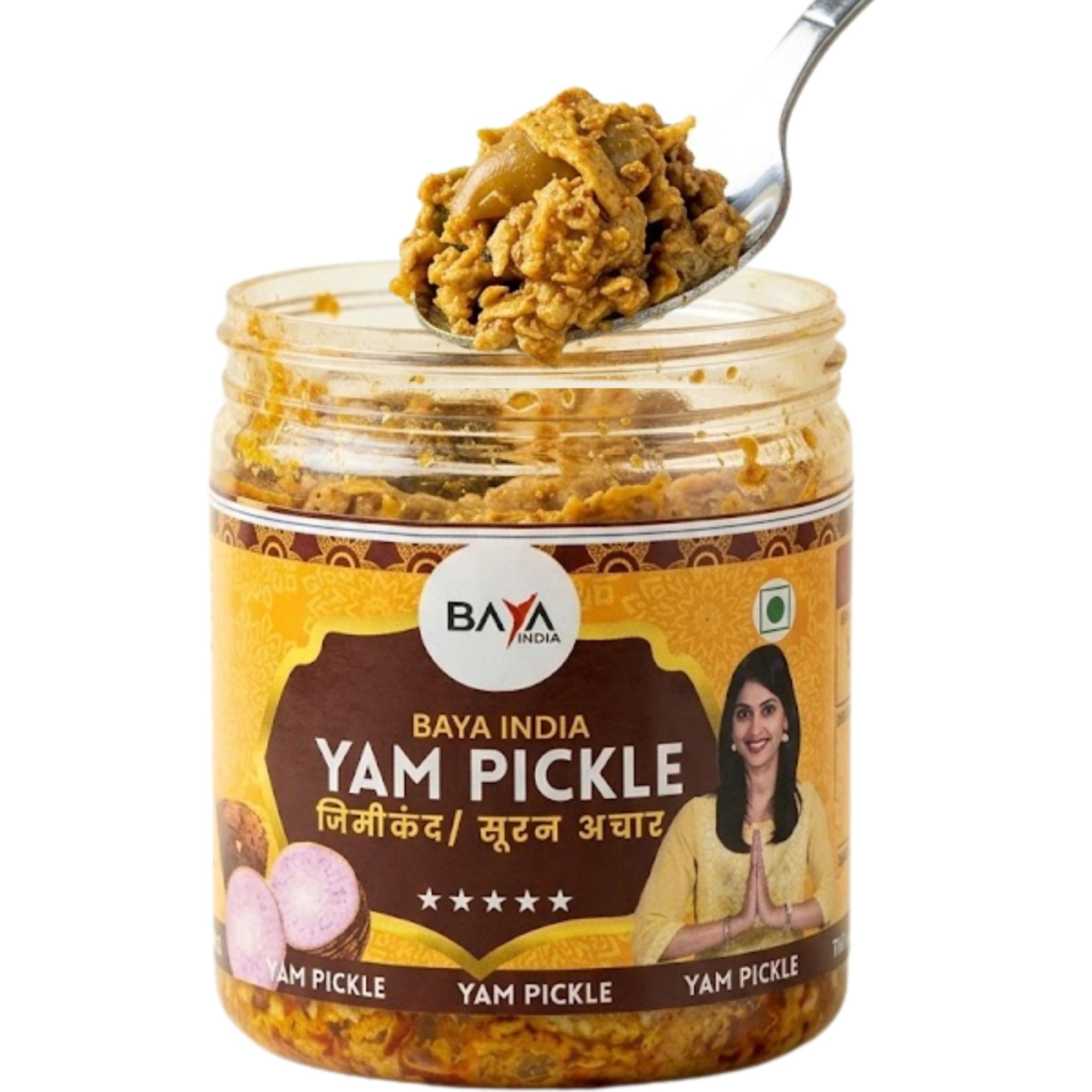 Baya India Grated Yam Pickle | Suran ka Achar mixed with garlic & Green Chilli | Homemade Jimikand Pickle 250g | Traditional Indian Recipe | Spicy & Tangy | No Preservatives | Handcrafted with Mustard Oil