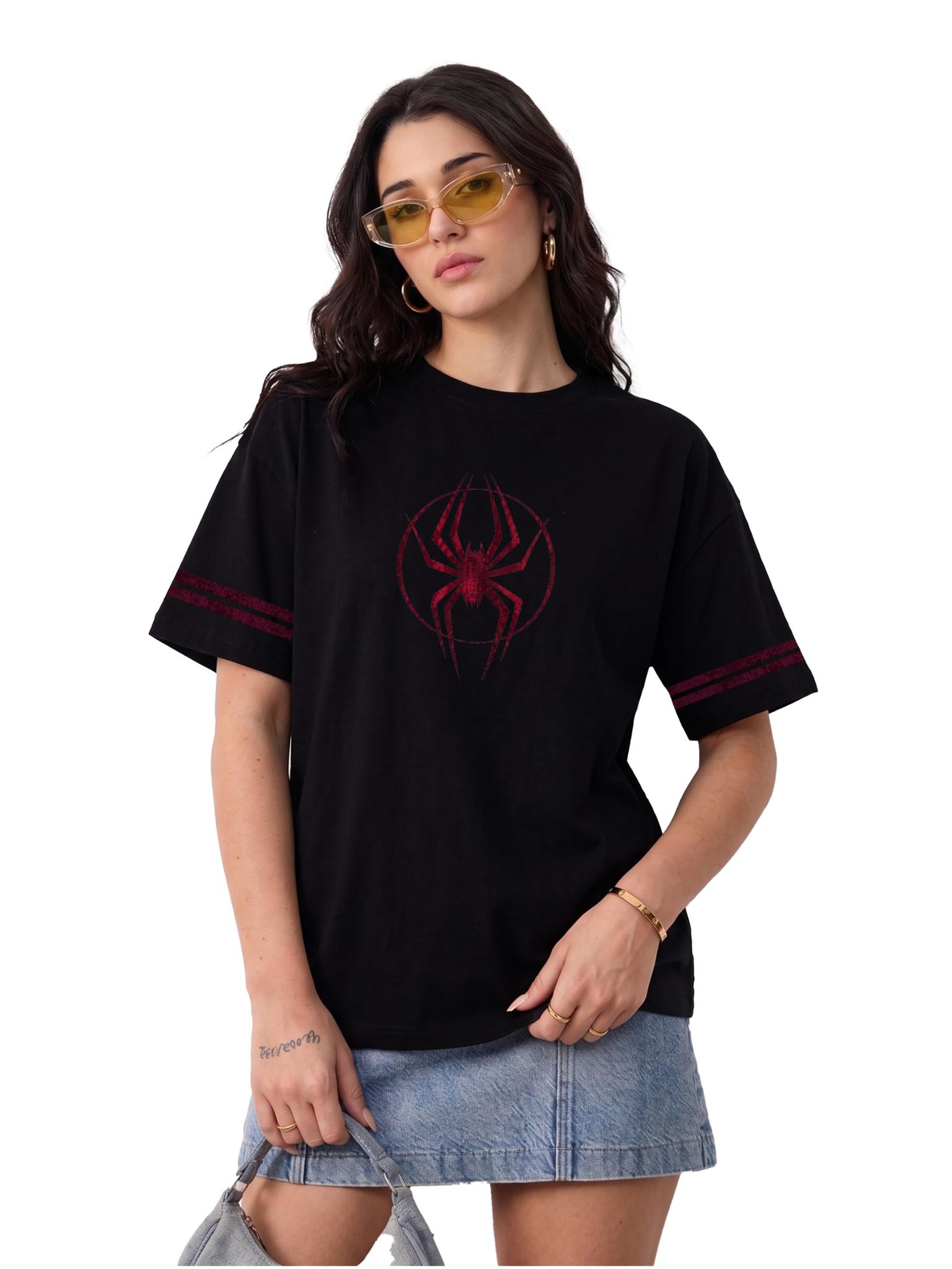 The Retro India Spider Oversized Tshirt for Women -Printed Tshirt for Women