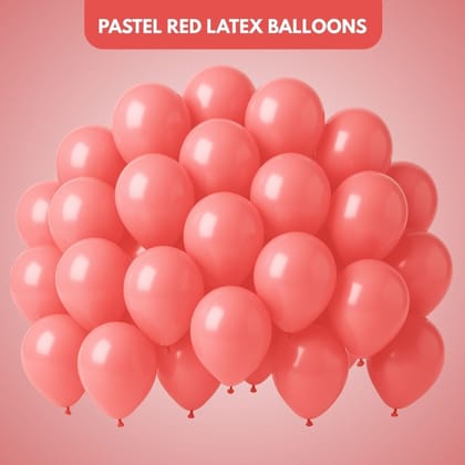 Pastel Red Latex / Rubber Balloons - 12 inches - Helium Quality - Bulk Pack - 10PC