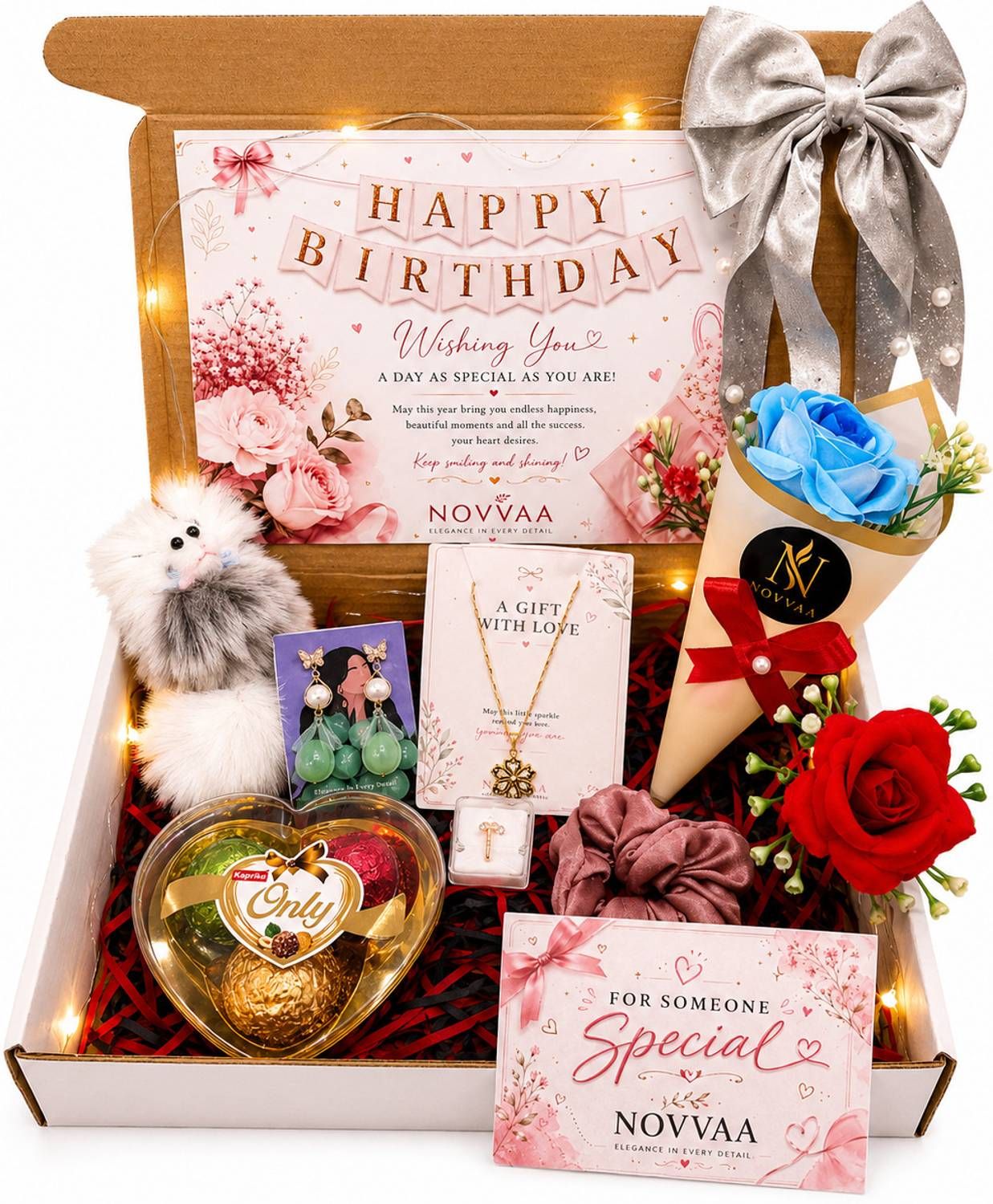 NOVVAA Artificial Flower, Flower Bouquet, Gift Box, Jew...