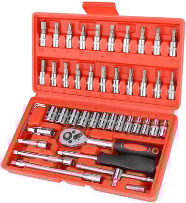 46 Piece 1/4" Socket Set Goti Pana with Ratchet Wrench For Car, Bike, Cycle Repairing, DIY Projects, Home & Automobile Vehicle Service