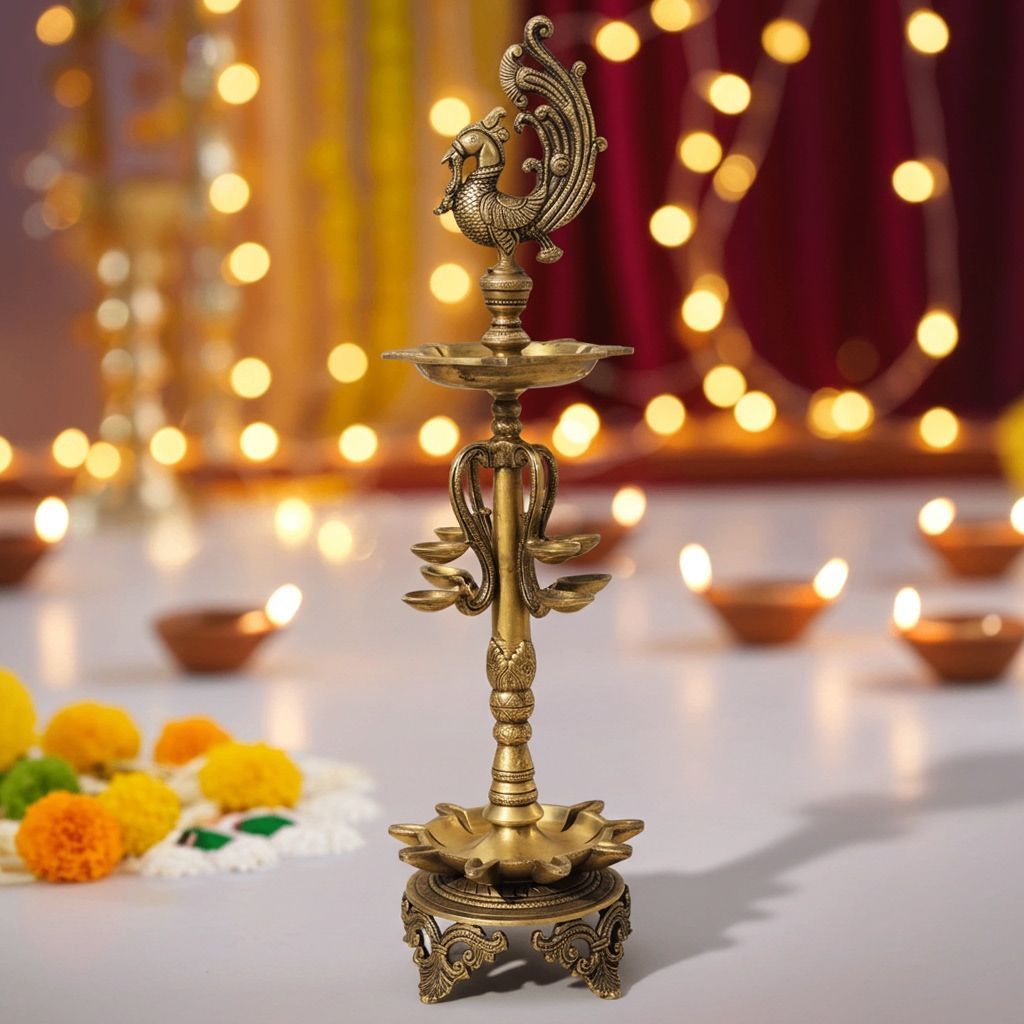 Brass Showpiece Hen [Murga] Deepak Statue (BSMAS905 A)