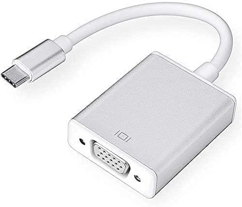 Type-C to VGA Adapter 1080P Converter for Mac Book Series, Chrome Book Pixel, Surface Book and More (Silver)
