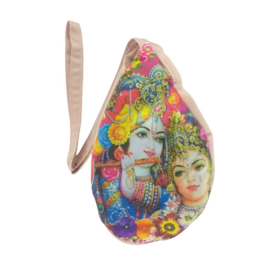 MAYAPURI Radha Krishna Printed Japa Mala Bag/Gomukhi Bag/Chanting Bag with Zip Pocket (Pack of 1)