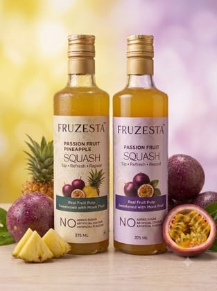 Combo Fruzesta Passion Fruit Squash (375 ML)+Pineapple Squash (375 ML)