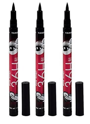Glamezone Yanqina Precision Liquid Waterproof Lash Eyeliner Pencil (Black) - Pack of 3
