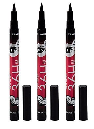 Glamezone Yanqina Precision Liquid Waterproof Lash Eyeliner Pencil (Black) - Pack of 3