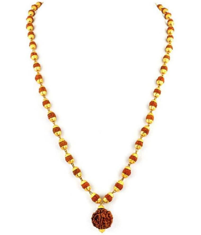 100% Original Certified 5 Mukhi Rudraksha Mala With Gold Plated Cap
