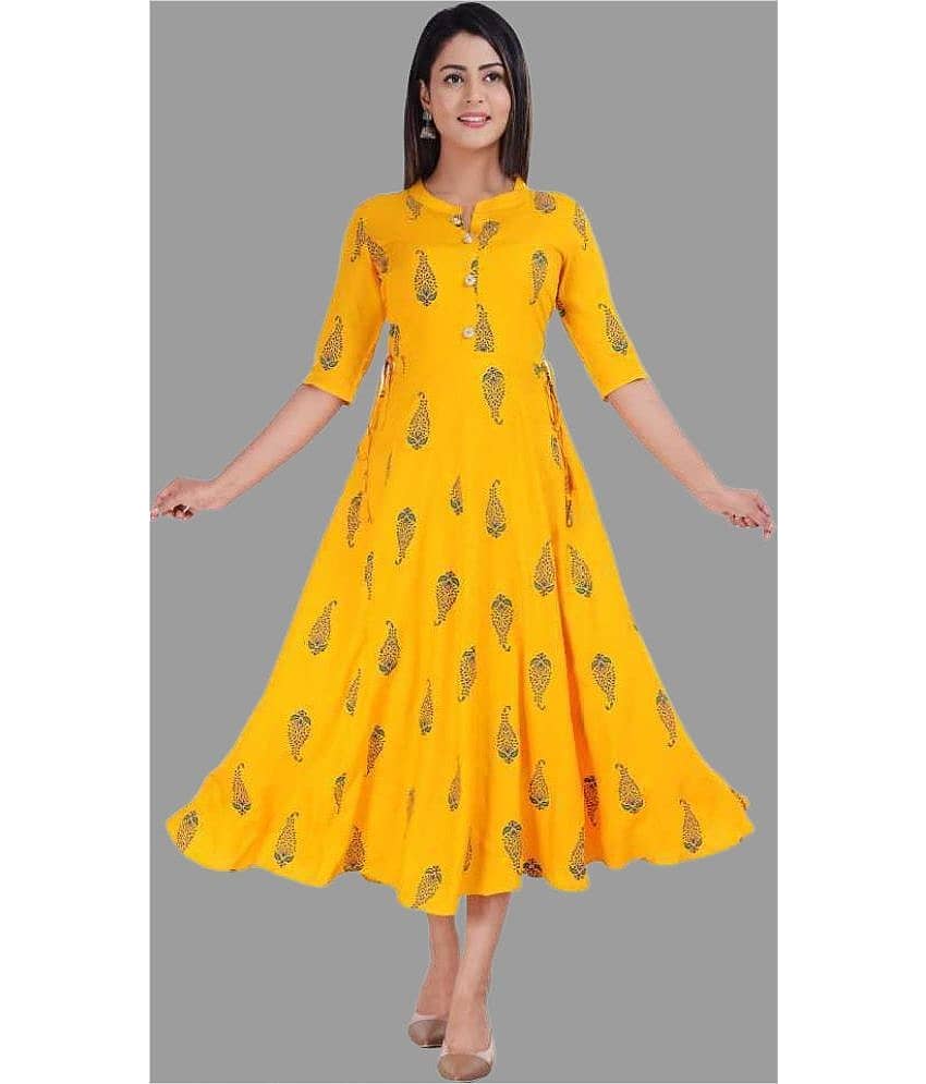 SIPET - Yellow Rayon Women's Anarkali Kurti ( Pack of 1 )