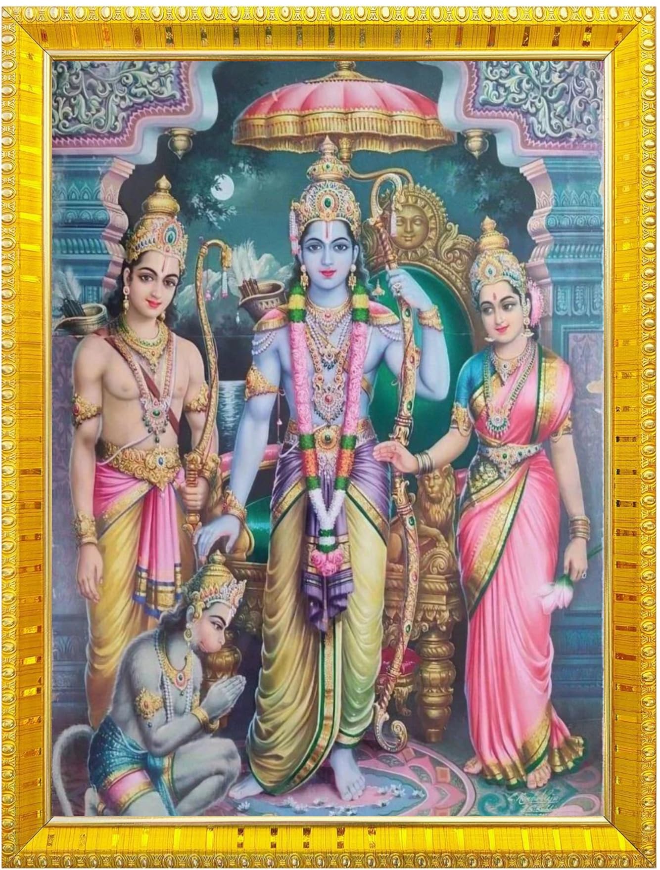 NOKKES Hanuman Bajrangbali Hanumanji Maruti Golden 5X7 Inch Photo Frame_AQW33
