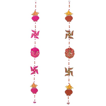DECOREER Kalash Swastik Ganesh Wall Hanging Set of 2