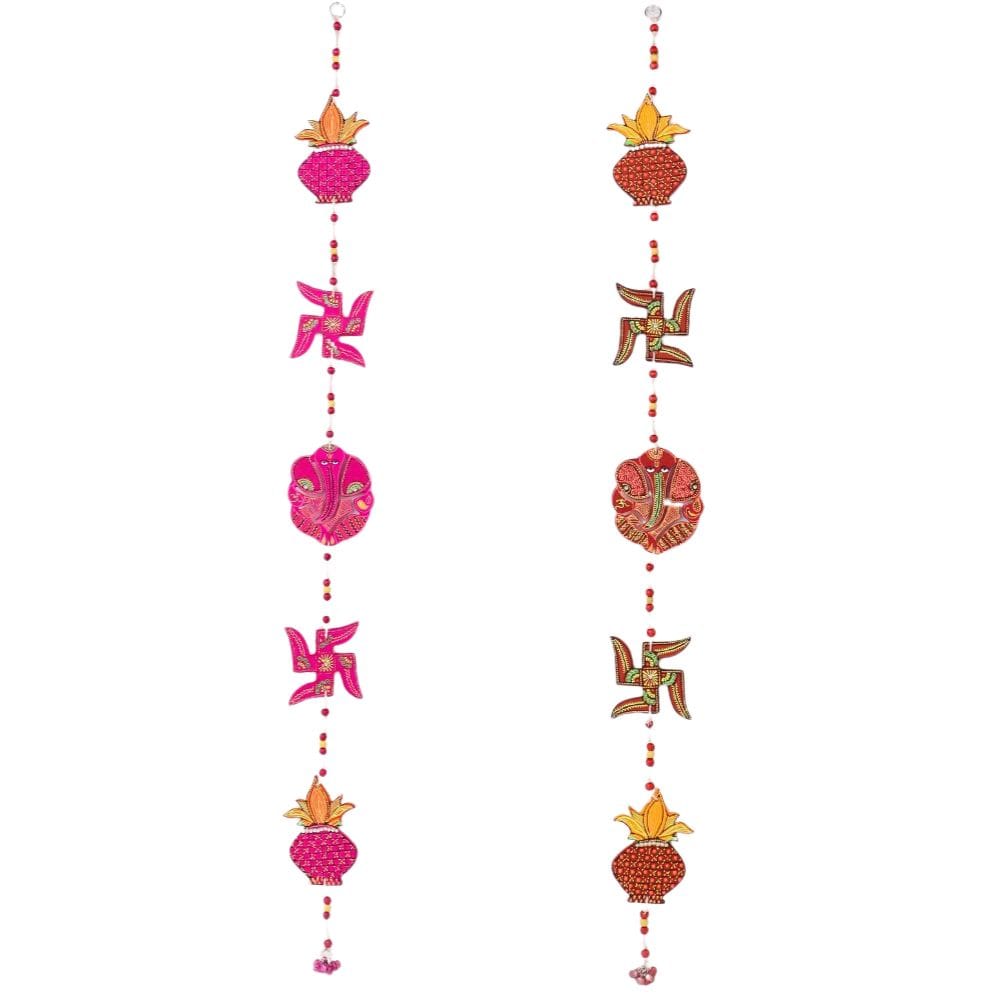 DECOREER Kalash Swastik Ganesh Wall Hanging Set of 2