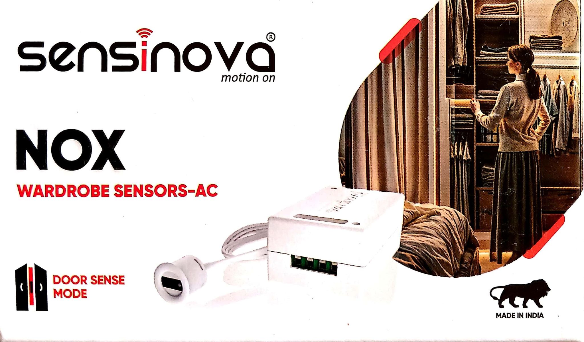 Motion Sensor, Wardrobe Motion Sensor with Door Sense Mode, Wave Mode AC-Powered, White 2year warrenty sensinova nox