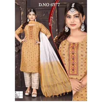 Yellow Cotton Readymade Suit Set