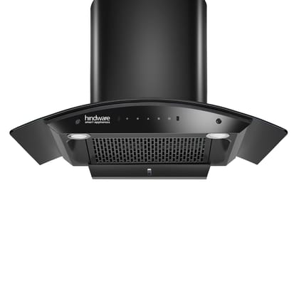 Hindware Smart Appliances, Nadia IN 90 cm Chimney, 1500 CMH, Curved Glass, Filterless, Auto Clean, Touch Control, Motion Sensor, 10 Yrs Warranty on Motor & 2 Yrs on Product - Black